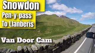 Pen-y-Pass to Llanberis, passing Mount Snowdon. Door camera.