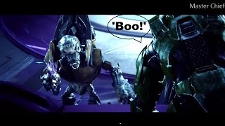 Master chief says boo and scares grunt