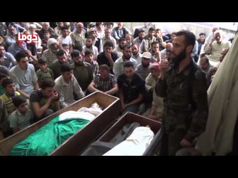 كلمة الشيخ أبو قصي في تشييع علاء النعال وبلال الصمادي في مدينة دوما في ريف دمشق