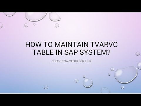 How to Maintain the TVARVC Table in SAP