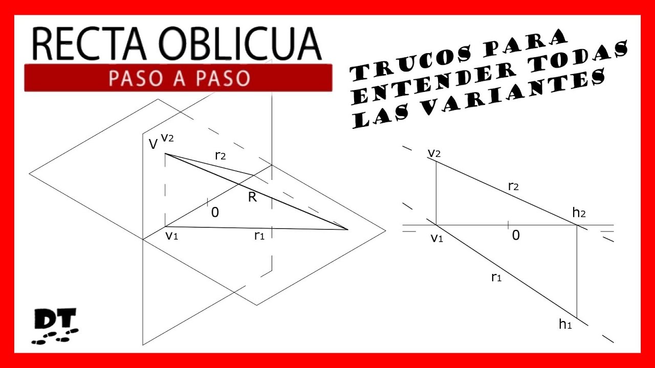 💥😱💥 Recta OBLICUA sistema diédrico | RECTA OBLICUA a planos de proyección | Recta oblicua diédrico