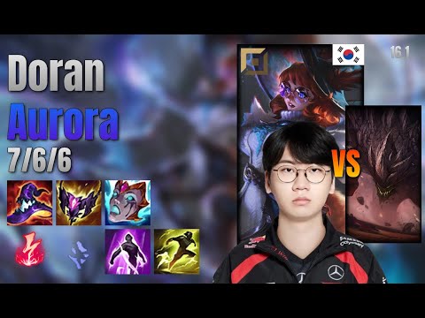 Doran Top Aurora vs Malphite lol KR solo rank Full Game 16.1 | 도란 오로라 vs 말파이트