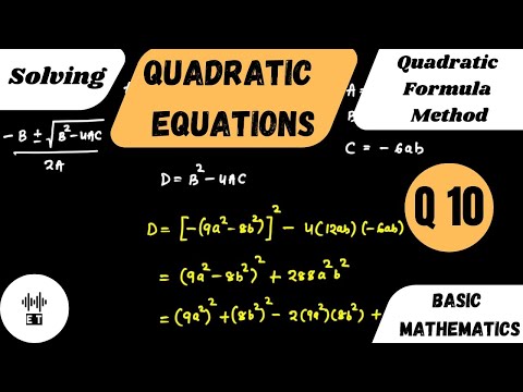 Solving Quadratic Equations Quadratic Formula Method Questions 10