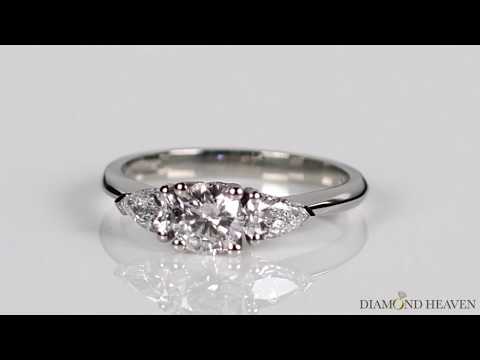 Elegant Round & Pear Diamond Trilogy Ring