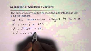Quadratic Application Sum of Square of Two Consecutive Odd Integers