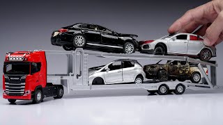 Unboxing of Double Deck Car Hauler Truck Trailer Diecast Model Car 💖