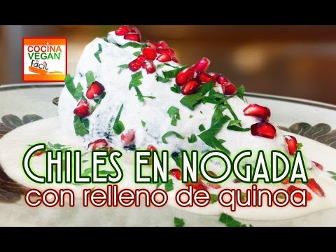 Chiles en nogada con relleno de quinoa - Cocina Vegan Fácil
