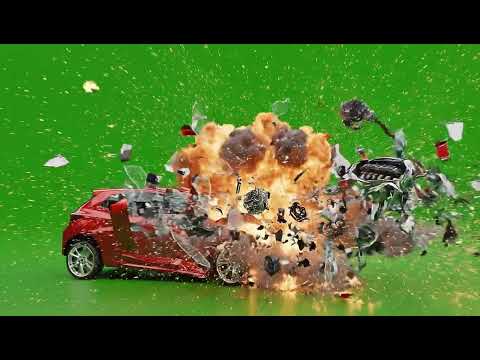 Realistic Green Screen Car Crash Explosion FX – High-Quality Action Overlay