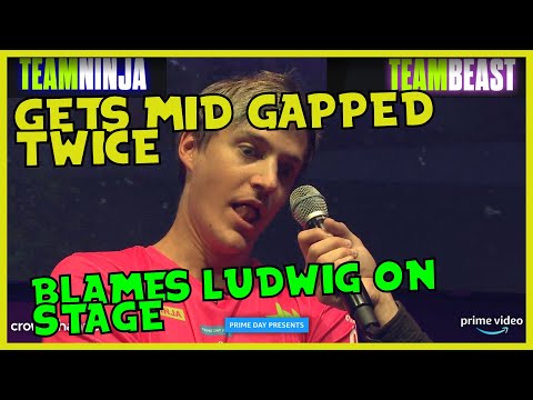 Ninja Mid gapped twice By Yasuo then BLAMES LUDWIG MrBeast vs Ninja Ultimate Crown Games