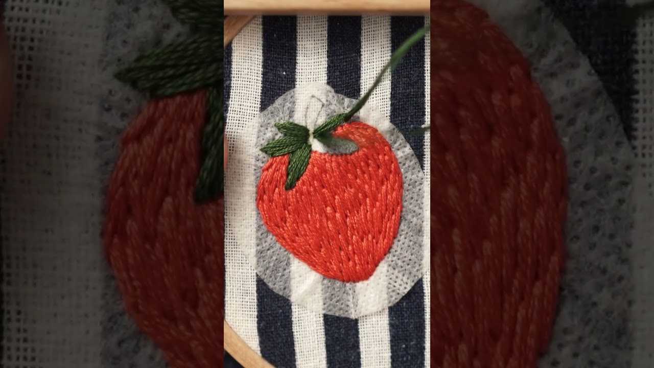How to Embroider a Strawberry - EMBROIDERY TUTORIAL