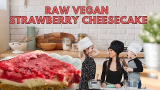 Come make this Raw Vegan Strawberry Cheesecake with us! {No Bake}