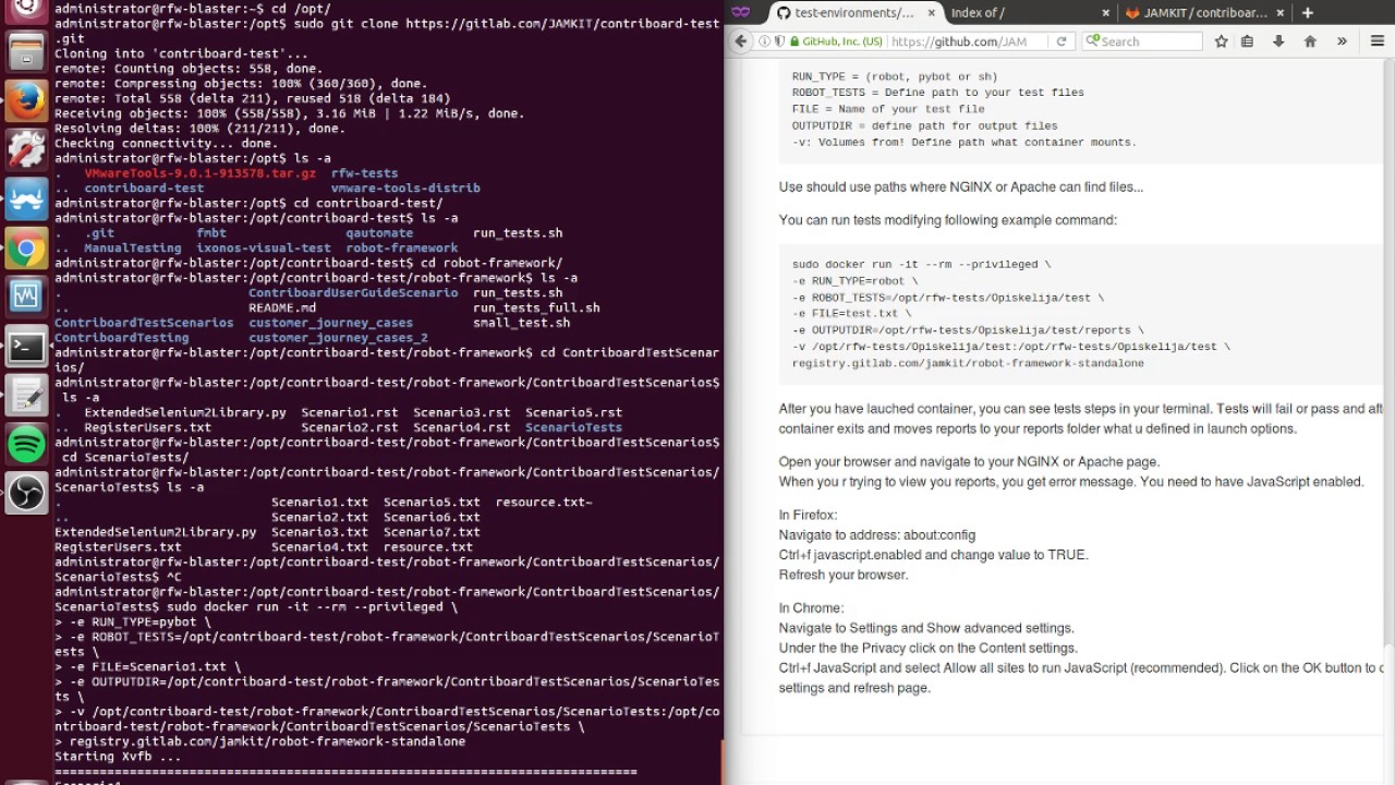 Test automation demo using Robot Framework in container and Contribpad as SUT (Scenario 1)