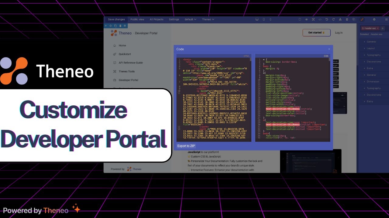Customizing Code from the Theneo Developer Portal