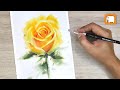 HOW TO PAINT  YELLOW ROSE  WITHOUT DRAWING Watercolour tutorial Demonstration  /Watercolor painting