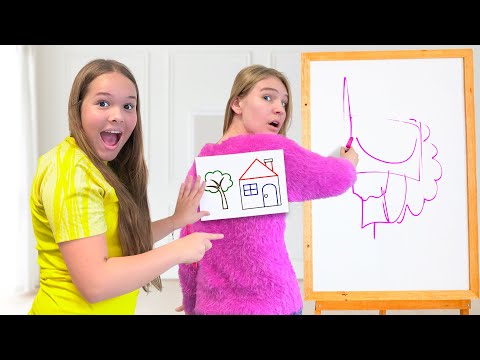 Amelia & Avelina play "Guess the Drawing" with Akim & Arthur.