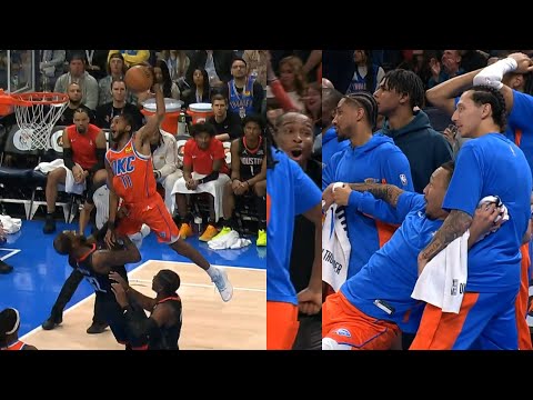 SGA and OKC couldn't believe Isaiah Joe insane poster dunk on Jeff Green 😱