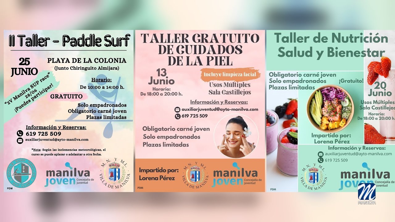 Talleres de Cuidados de la Piel, Nutrición, Bienestar y Paddle Surf Talleres de Cuidados de la Piel, Nutrición, Bienestar y Paddle Surf