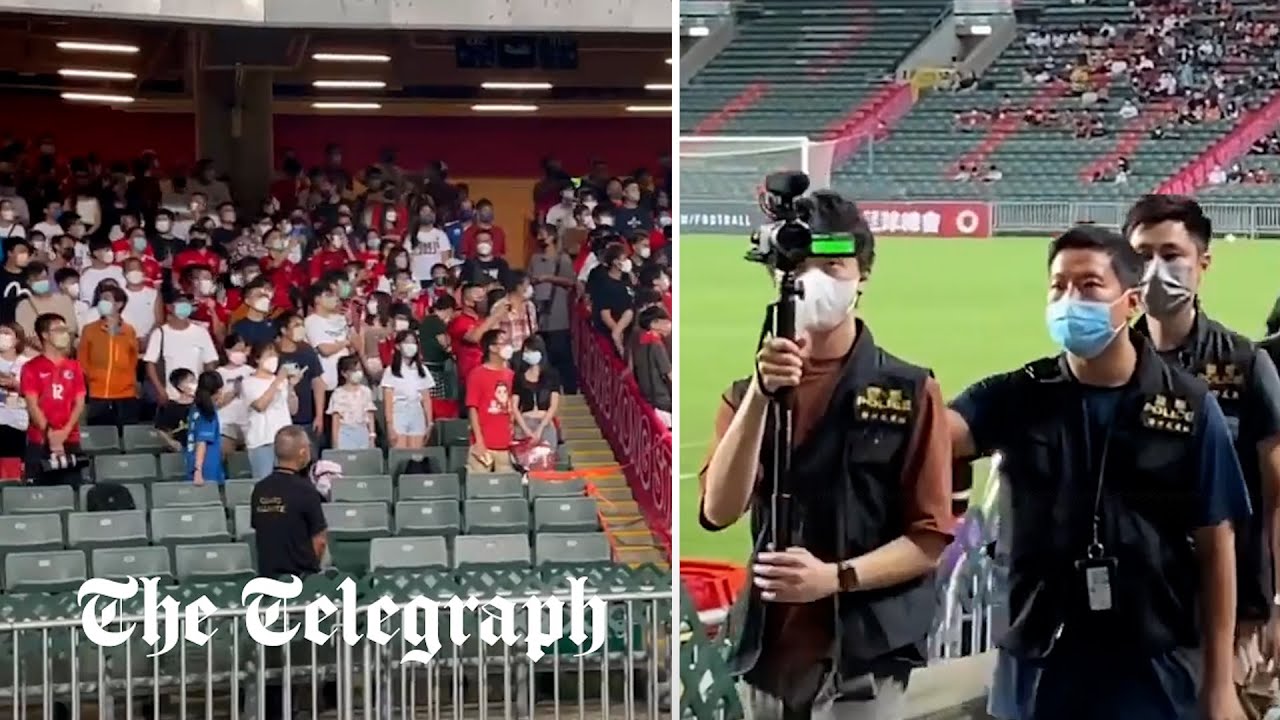 Watch: Hong Kong football fans boo Chinese national anthem as stadium reopens to spectators