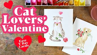 Easy Watercolour Cat Valentine’s Card Tutorial