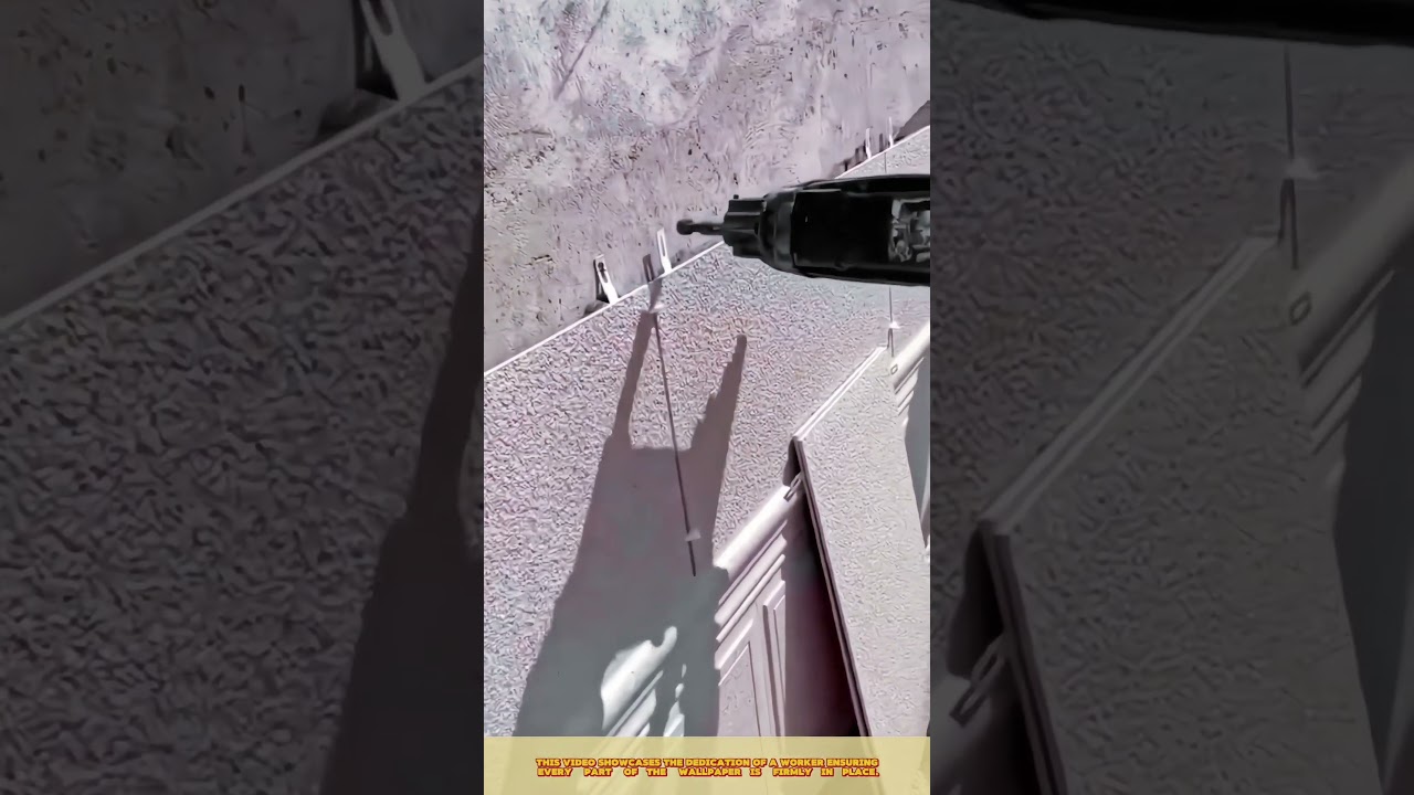 Construction Worker Securing Wall Wallpaper for a Firm Finish #workprocess #satisfying #walldecor