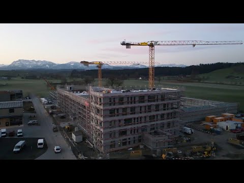 Aregger AG - Neubau Firmensitz - Drohnenflug bei Sonnenaufgang