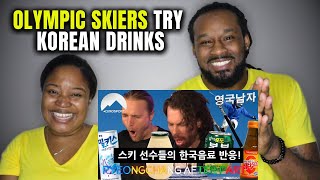 🇰🇷🇬🇧🇳🇴 American Couple Reacts "Norwegian Olympic Skiers Try Unique Korean Drinks" Korean Englishman