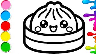 Rainbow Squishy Dumpling Drawing, Painting and Coloring for Kids & Toddlers Learn Colors🌈