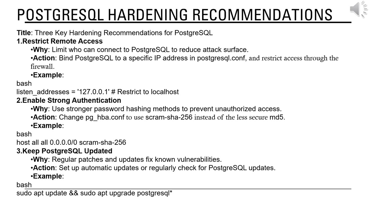 PostgreSQL Installation, Configuration, and Security Hardening