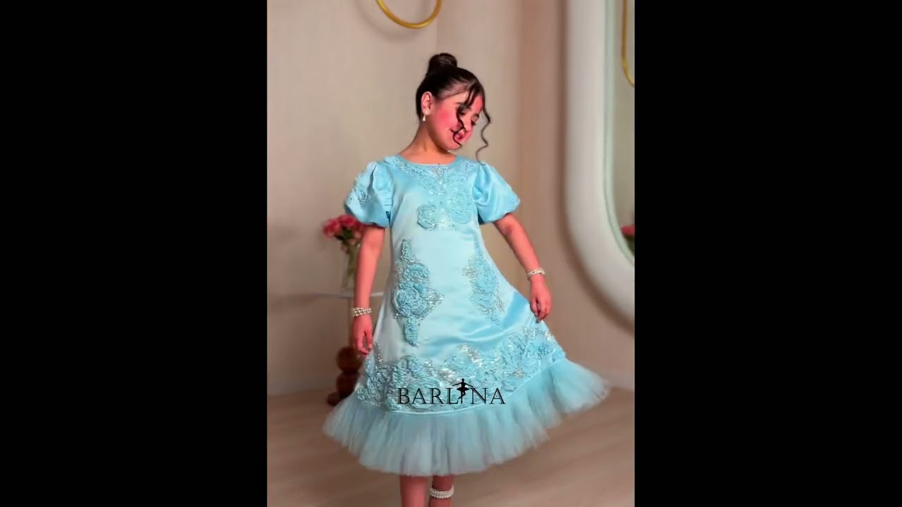 Luxurious blue girls dress with shimmering details - 6 years