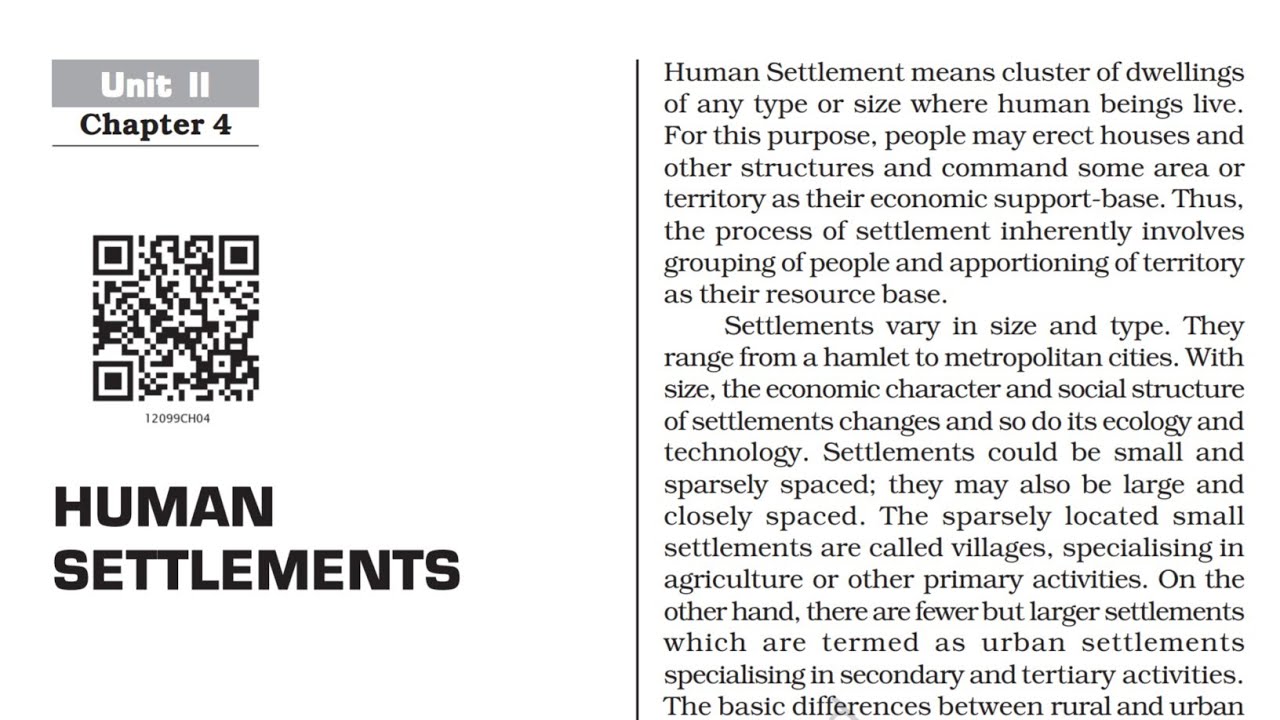 Human settlements chapter 4 class 12 geography (India people and economy)