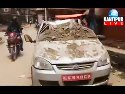 Nepal earthquake: car crushed by rubble
