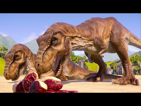 2x T-REX vs 2x INDOMINUS REX (DINOSAURS BATTLE) - Jurassic World Evolution 2