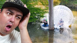 We Fished From A Giant Zorb Ball