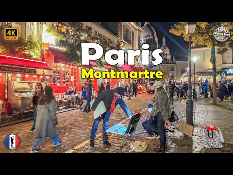 🇫🇷 Montmartre by Night ✨ Paris Evening Walking Tour - France 4k60fps