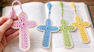 WOW💯✨ Crochet CROSS Bookmark Tutorial for Beginners 💕 How to Crochet Cross Bookmark Easy Steps