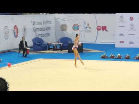 Адильханова Алина чемпионка Азии по художественной гимнастике в упражнениях с мячом