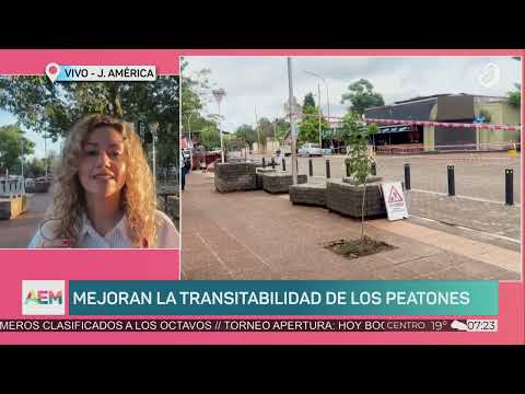 #AhoraEnMisiones: Instalan mesetas elevadas adoquinadas en la Plaza Colón de Jardín América