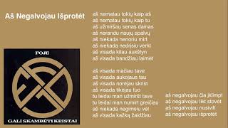 FOJE - &quot;Aš Negalvojau Išprotėt&quot;