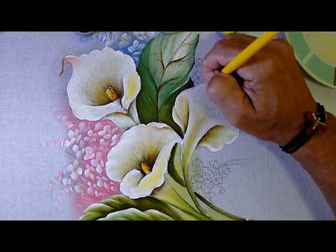 Roberto Ferreira - Como pintar Copos de leite virado, Folhas e acabamentos