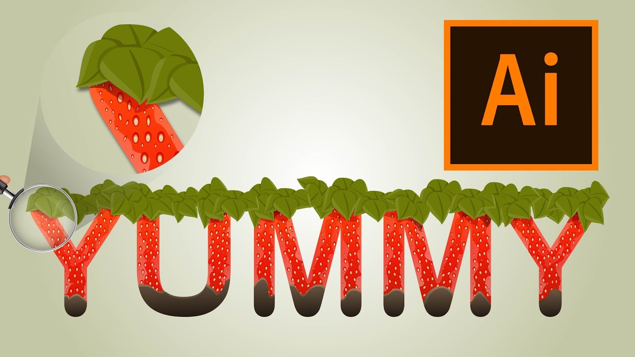 How to Draw Stylish strawberry text in illustrator | Adobe Illustrator Tutorial
