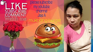 Eating Americano burger lets eat mga ka idol.#Jeje A