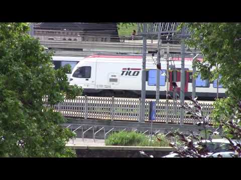 Incrocio tra EC253 (E656+carrozze SBB) ed EC 317 (ETR524 TiLo) - Monza 27/06/2014