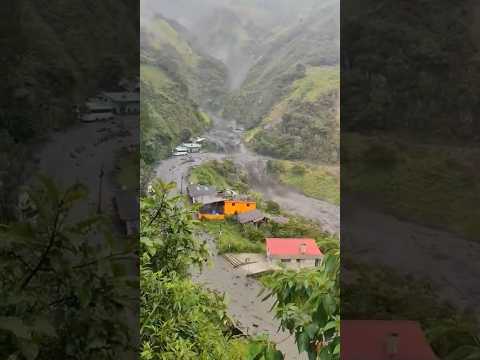 Azuay en Amaluza cantón Sevilla de  Oro, fuertes lluvias han provocado el desbordamiento del rio