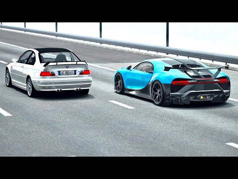 Bugatti Chiron Pur Sport vs BMW M3 GTR Street - Drag Race 20 KM