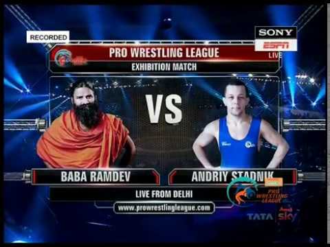 Watch Baba Ramdev Wrestling and beating Olympic Medalist Andriy Stadnik