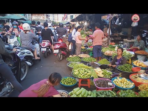 Phnom Penh Street Food - Amazing Food View At ToulTompoung Market In The Evening - Cambodian Market