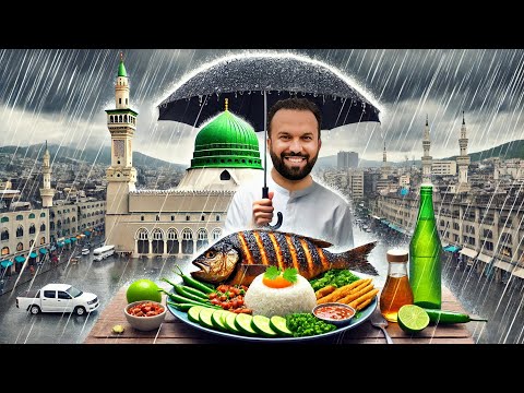 Heavey Rain 🌧️ In Madina ❤️ Masjid e Nabawi & Crispy Fried Fish Feast! 😋