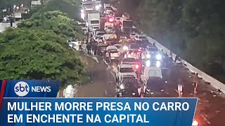 Mulher morre após ficar presa em carro durante enchente na zona norte de SP | #SBTNews (19/02/25)