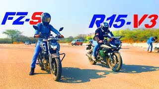 R15-V3 vs FZ-S  Race Video in 2 minutes