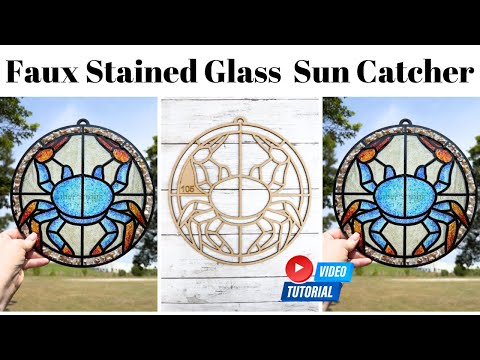 Coastal Crab FAUX Stained Glass Sun catcher DIY